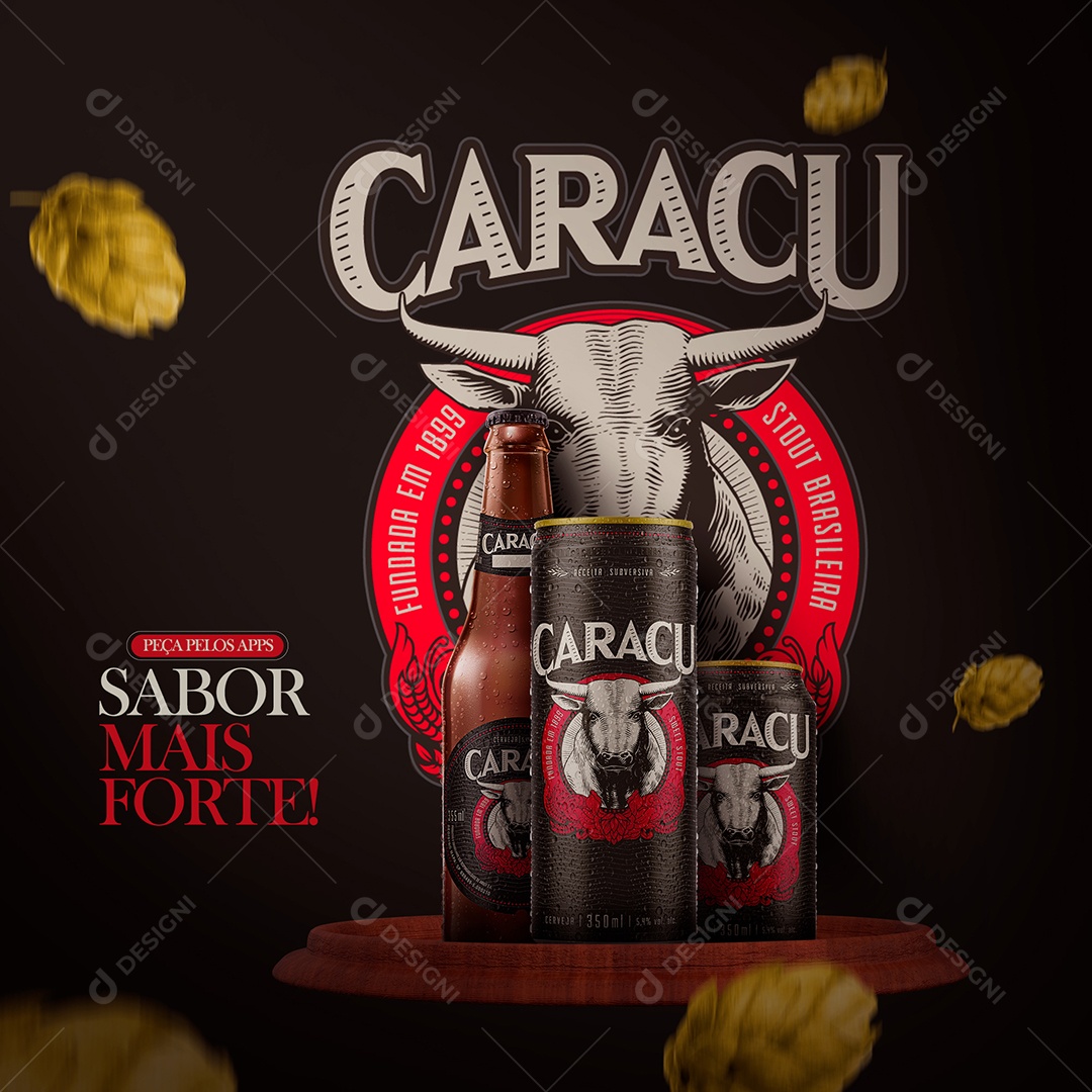 Cerveja Caracu Sabor Mais Forte Peça Já a Sua! Distribuidora de Bebidas Social Media PSD Editável