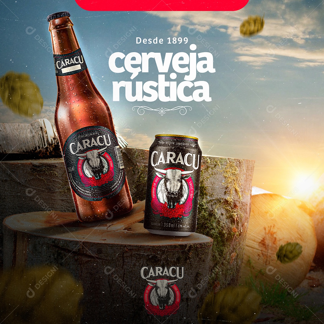 Cerveja Rústica Caracu Distribuidora de Bebidas Social Media PSD Editável