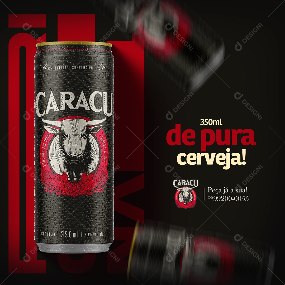 Cerveja Caracu Peça Já a Sua! Distribuidora de Bebidas Social Media PSD Editável