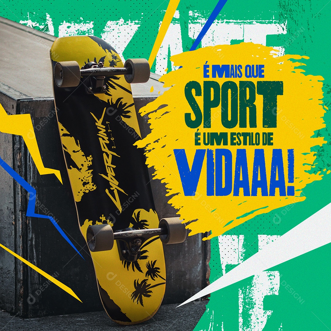 Skate é mais Que Um Sport é Um Estilo de Vida Social Media PSD Editável