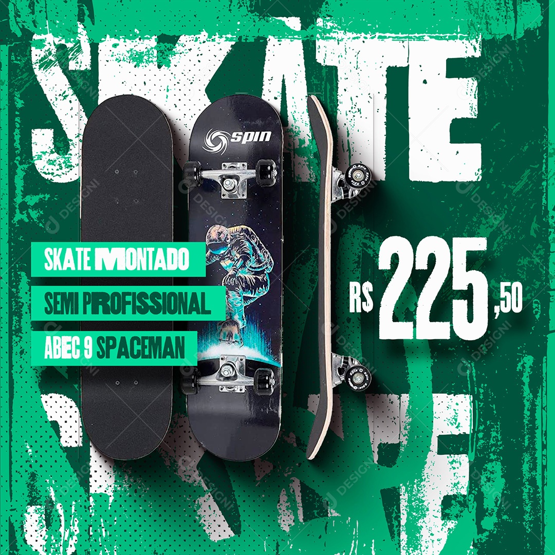Skate Montado R$ 225,50 Loja de Skate Social Media PSD Editável