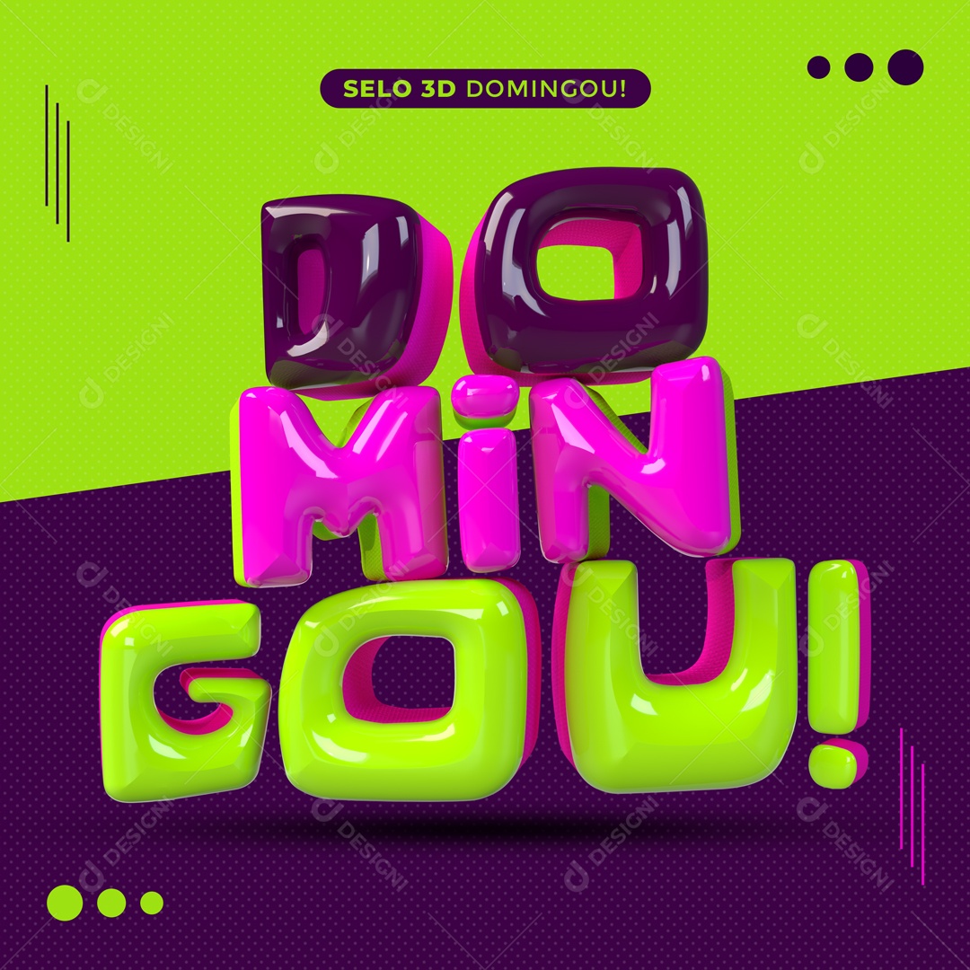 Selo 3D Para Composição Domingou PSD