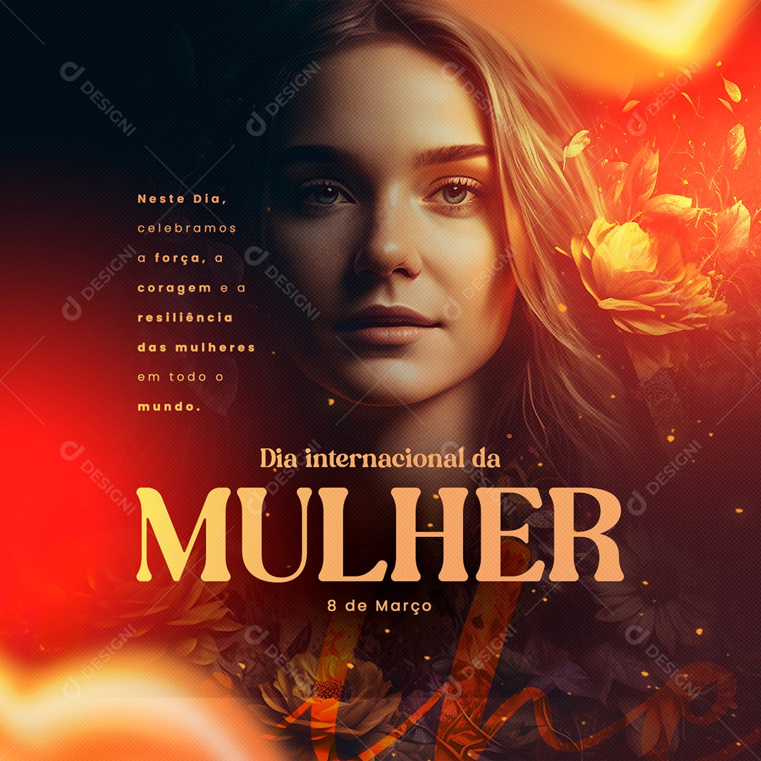 Neste Dia Celebramos a Força Dia Internacional Da Mulher Social Media PSD Editável