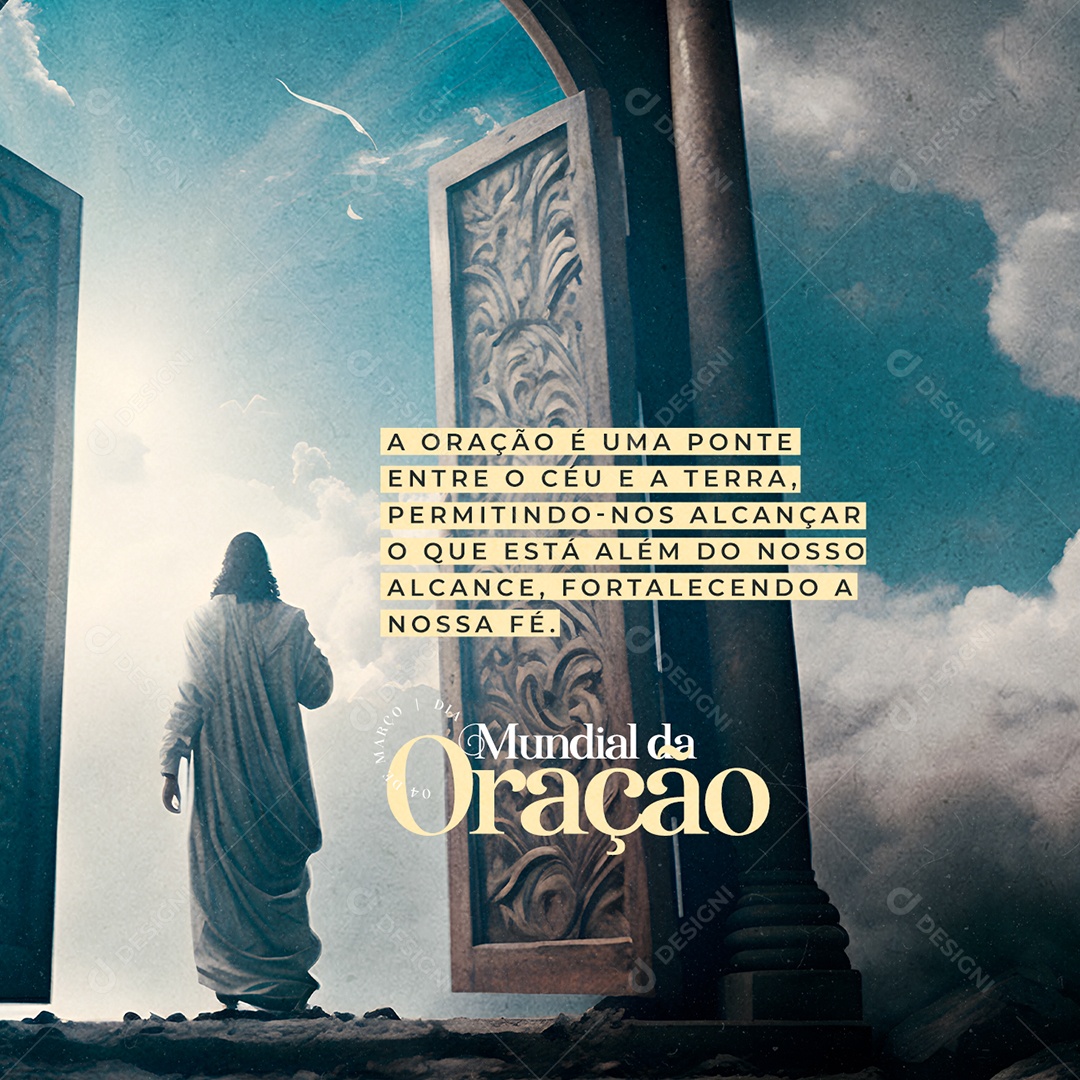 A Oração é Uma Ponte Entre o Céu e a Terra Dia Mundial da Oração Socia Media PSD Editável