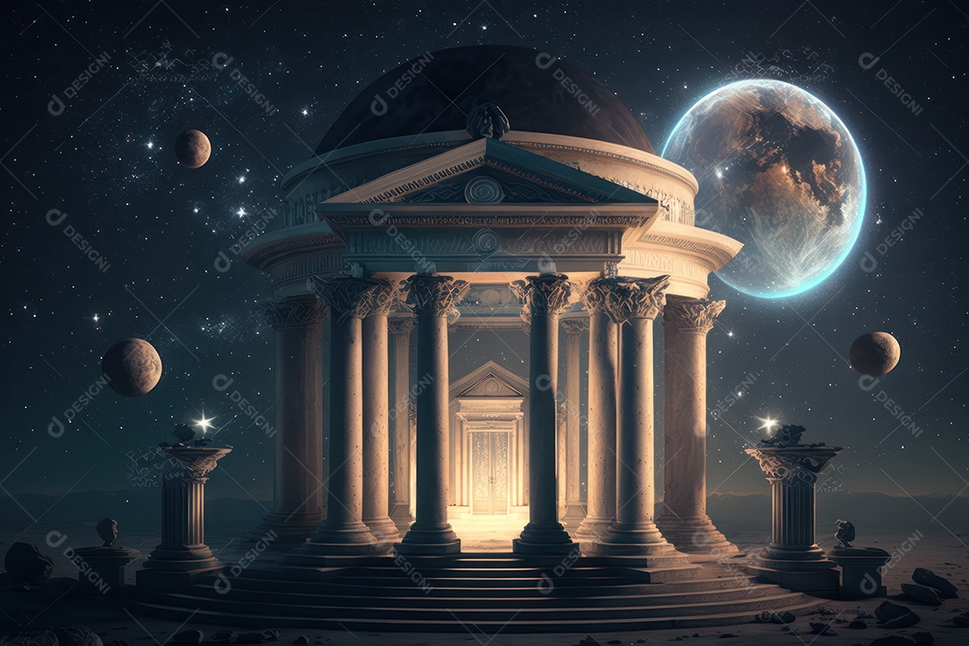 Símbolos do zodíaco e pano de fundo do templo sagrado, astrologia, alquimia, magia, feitiçaria e estrutura enigmática de cristais