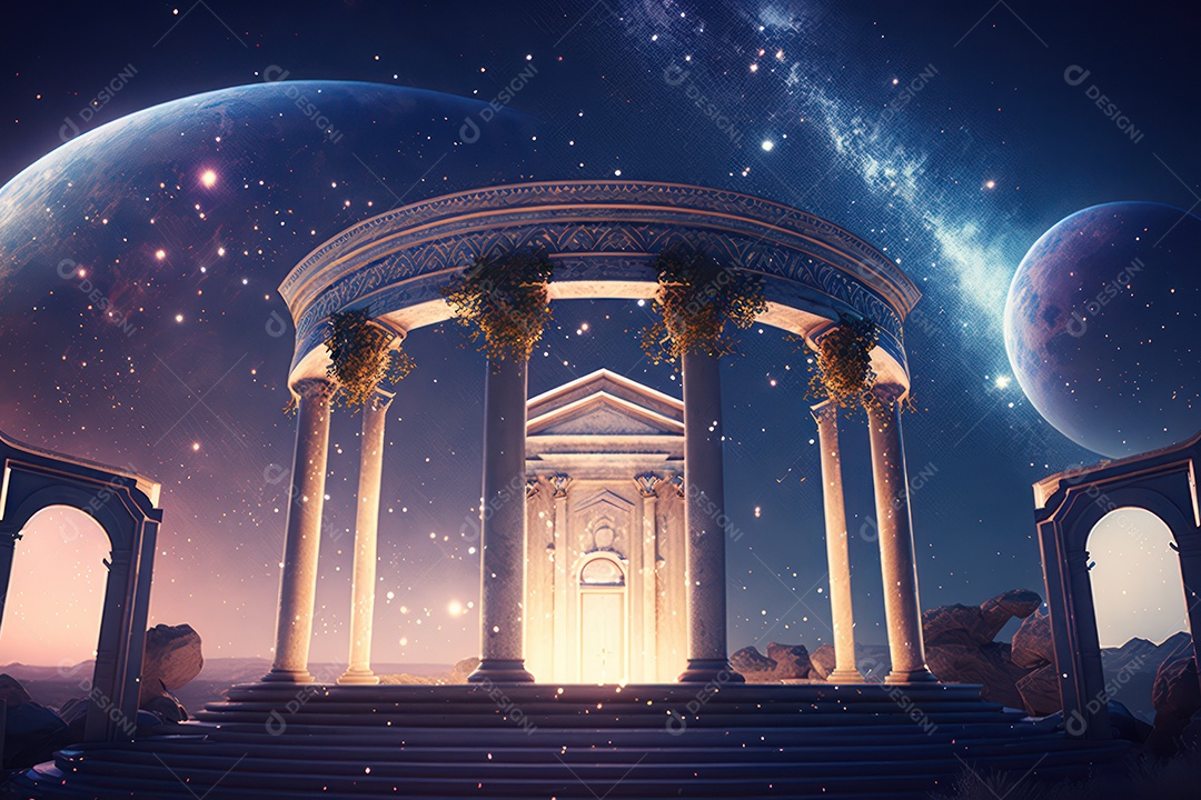 Símbolos do zodíaco e pano de fundo do templo sagrado, astrologia, alquimia, magia, feitiçaria e estrutura enigmática de cristais