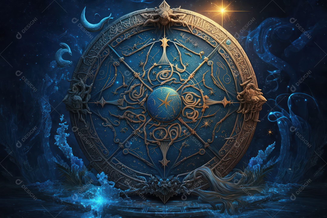 Símbolos do zodíaco e pano de fundo do templo sagrado, astrologia, alquimia, magia, feitiçaria e estrutura enigmática de cristais