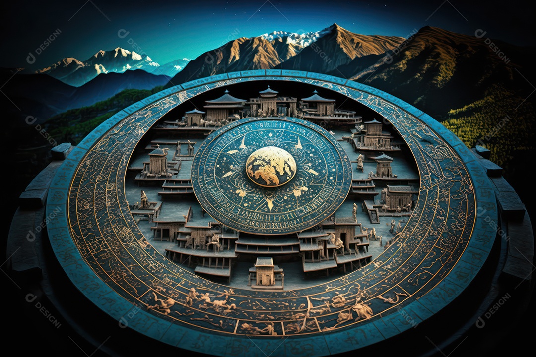 Símbolos do zodíaco e pano de fundo do templo sagrado, astrologia, alquimia, magia, feitiçaria e estrutura enigmática de cristais