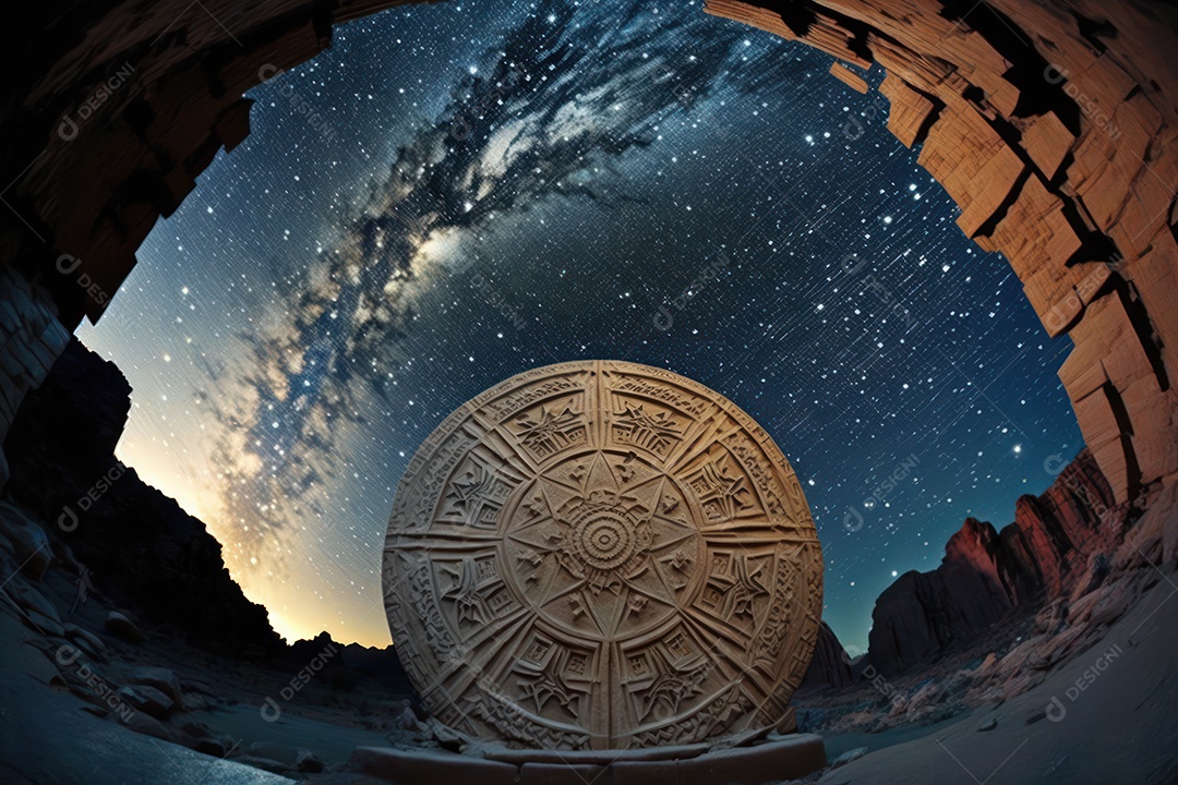 Símbolos do zodíaco e pano de fundo do templo sagrado, astrologia, alquimia, magia, feitiçaria e estrutura enigmática de cristais