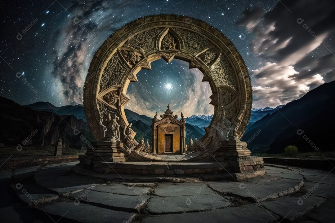 Símbolos do zodíaco e pano de fundo do templo sagrado, astrologia, alquimia, magia, feitiçaria e estrutura enigmática de cristais