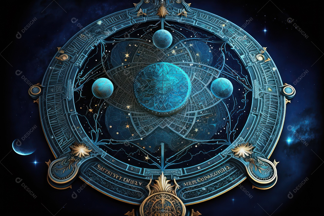Símbolos do zodíaco e pano de fundo do templo sagrado, astrologia, alquimia, magia, feitiçaria e estrutura enigmática de cristais