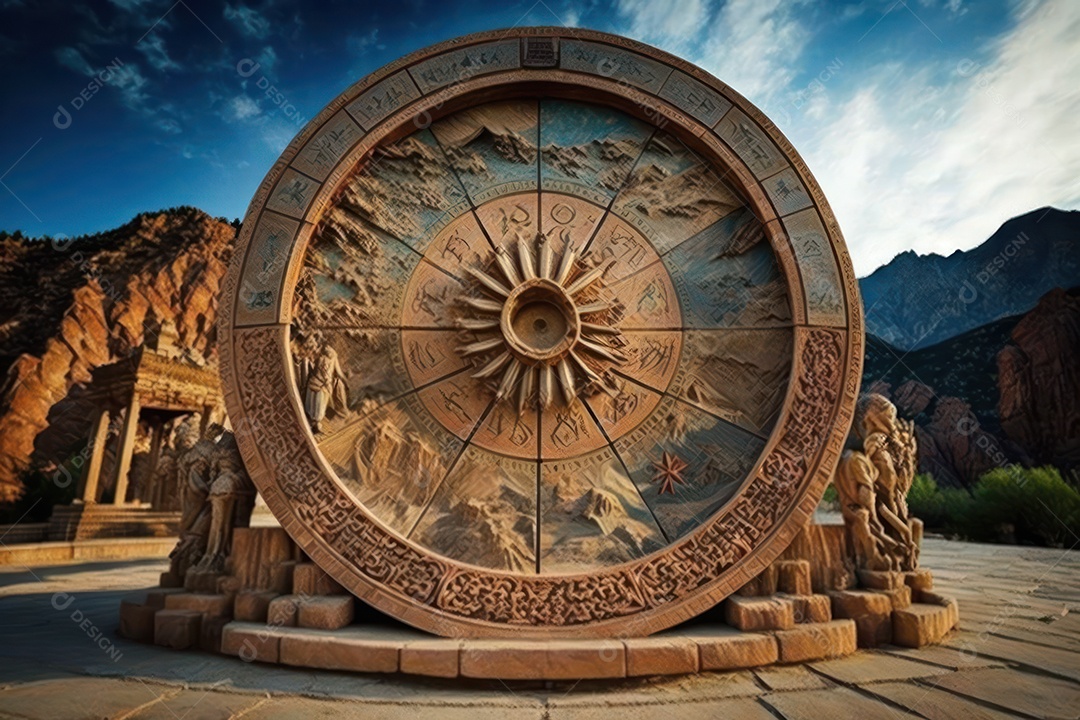 Símbolos do zodíaco e pano de fundo do templo sagrado, astrologia, alquimia, magia, feitiçaria e estrutura enigmática de cristais