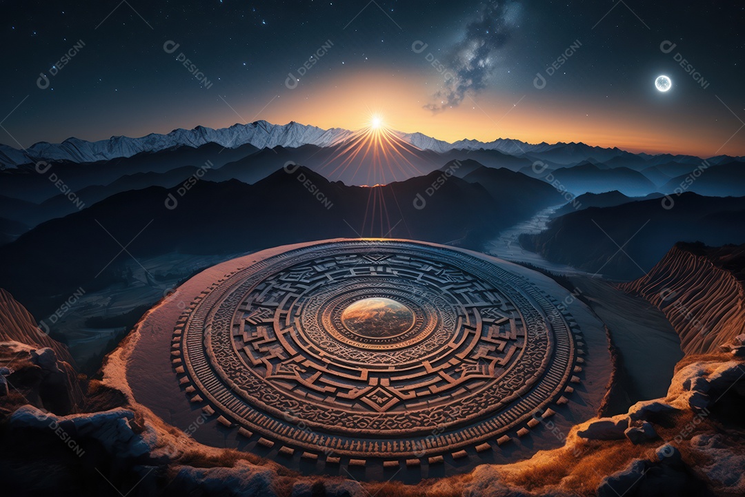 Símbolos do zodíaco e pano de fundo do templo sagrado, astrologia, alquimia, magia, feitiçaria e estrutura enigmática de cristais