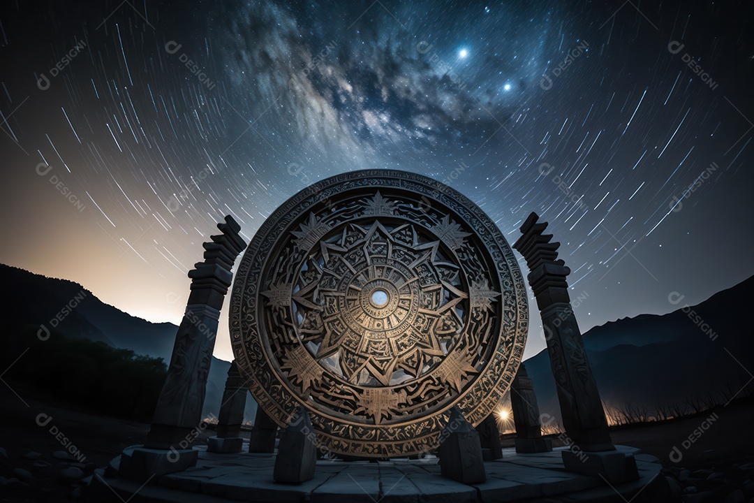 Símbolos do zodíaco e pano de fundo do templo sagrado, astrologia, alquimia, magia, feitiçaria e estrutura enigmática de cristais