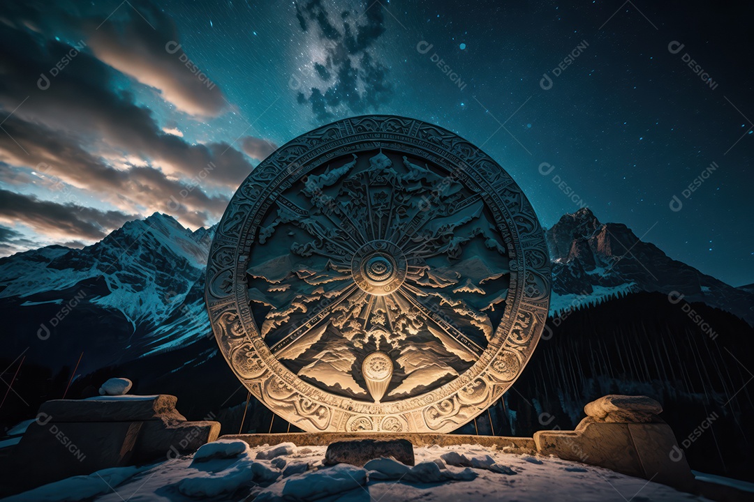 Símbolos do zodíaco e pano de fundo do templo sagrado, astrologia, alquimia, magia, feitiçaria e estrutura enigmática de cristais