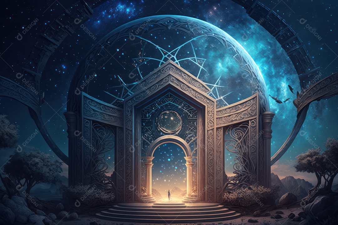 Símbolos do zodíaco e pano de fundo do templo sagrado, astrologia, alquimia, magia, feitiçaria e estrutura enigmática de cristais