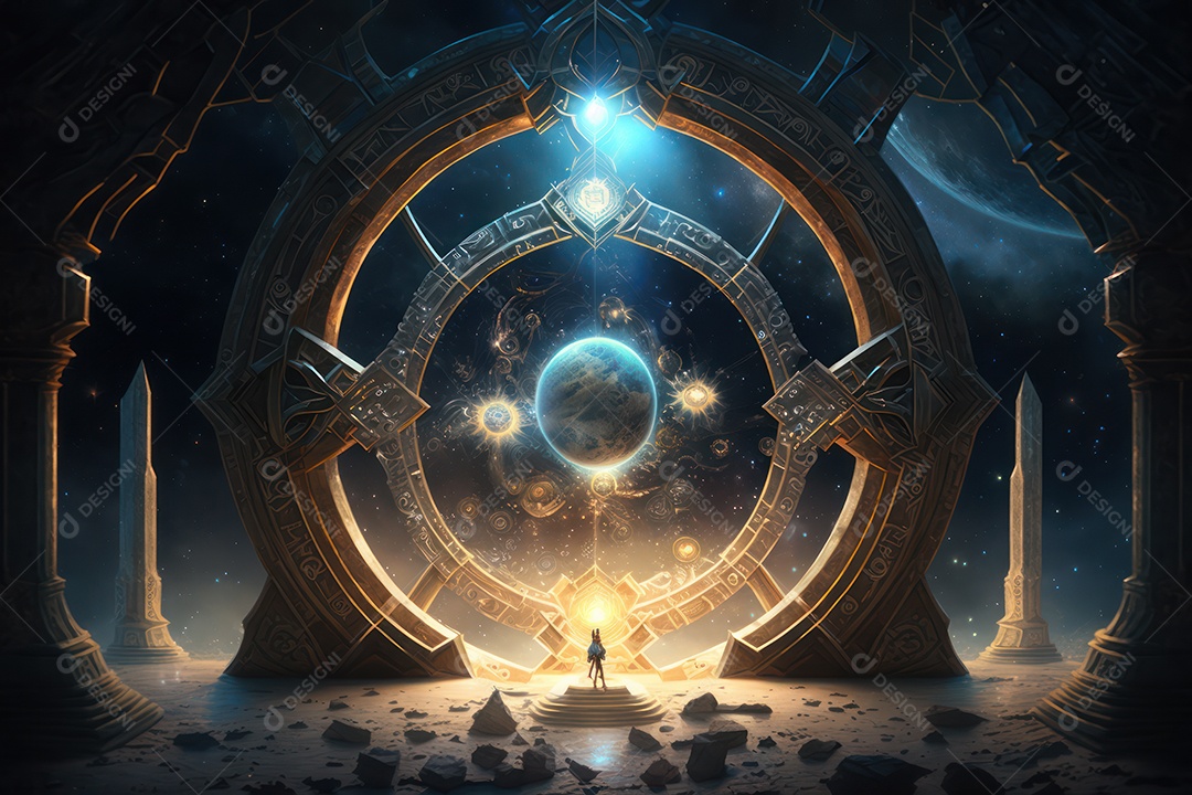 Símbolos do zodíaco e pano de fundo do templo sagrado, astrologia, alquimia, magia, feitiçaria e estrutura enigmática de cristais