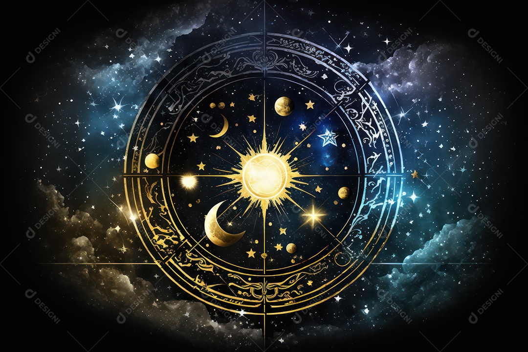 Símbolos do zodíaco e pano de fundo do templo sagrado, astrologia, alquimia, magia, feitiçaria e estrutura enigmática de cristais