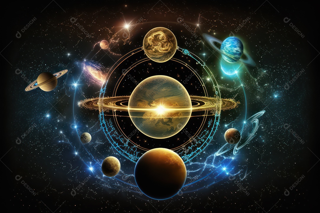 Símbolos do zodíaco e pano de fundo do templo sagrado, astrologia, alquimia, magia, feitiçaria e estrutura enigmática de cristais