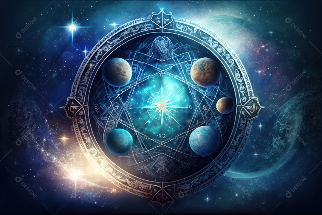 Símbolos do zodíaco e pano de fundo do templo sagrado, astrologia, alquimia, magia, feitiçaria e estrutura enigmática de cristais