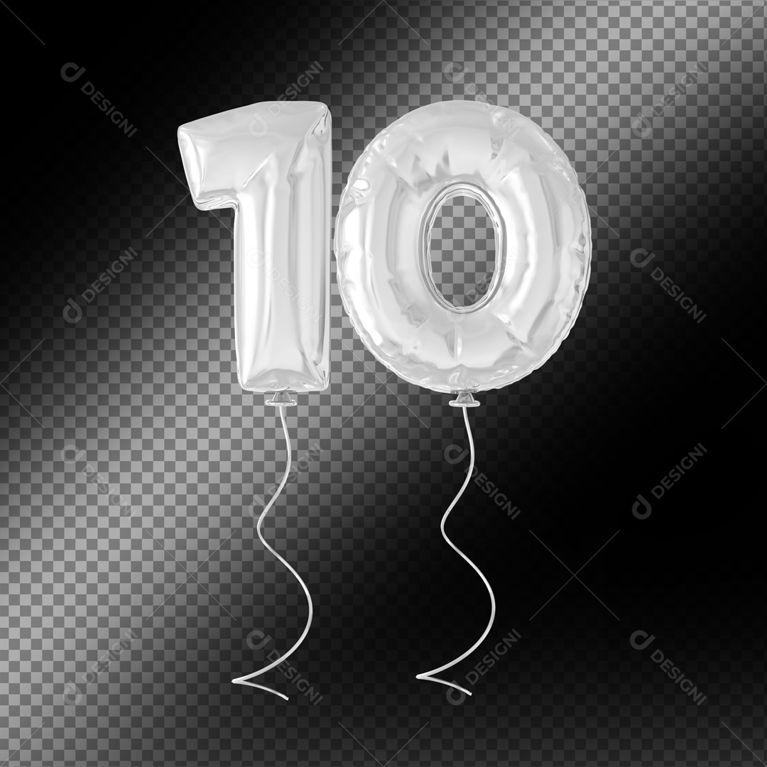 Numero Balão de Festa Elemento 3D PSD