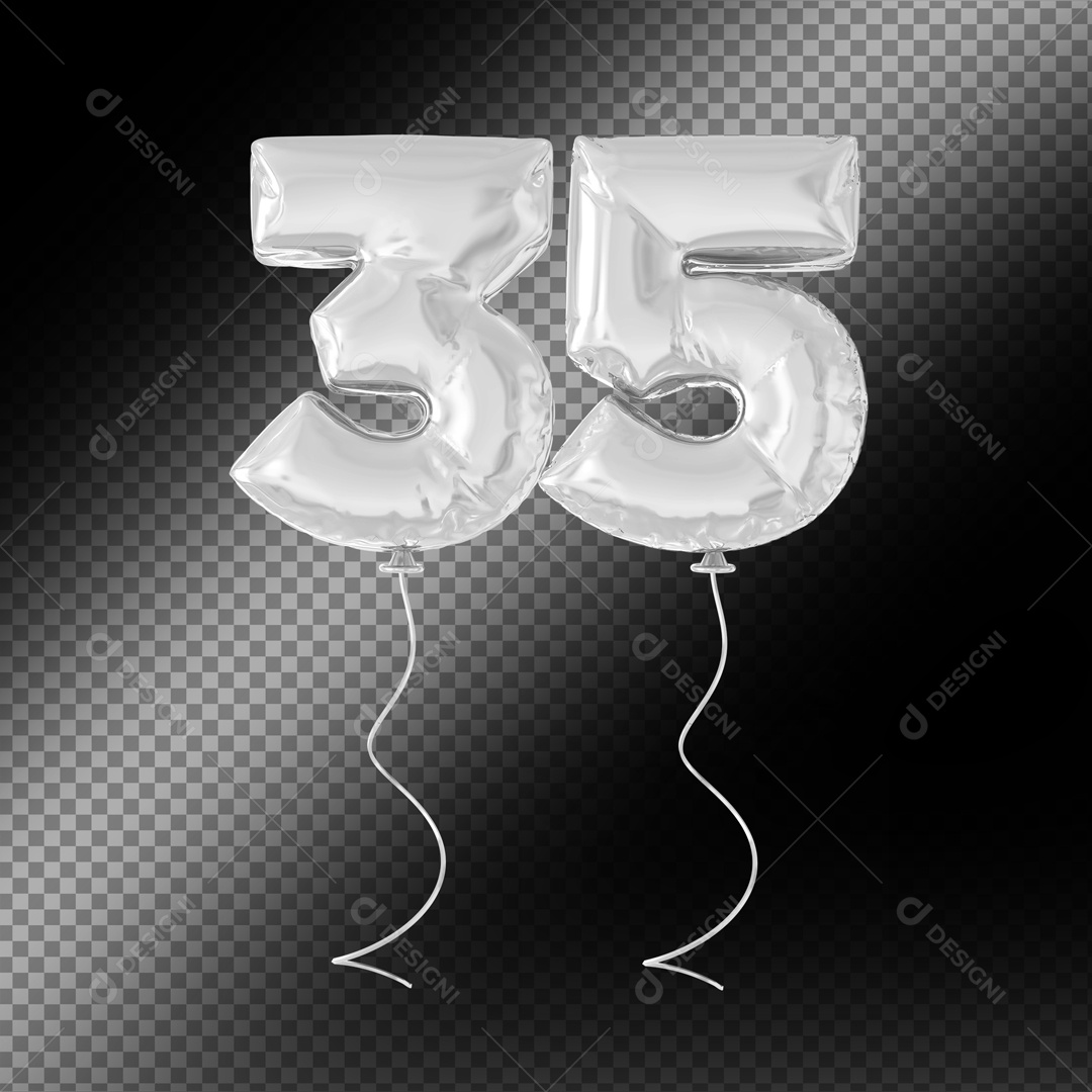 Numero Balão de Festa Elemento 3D PSD