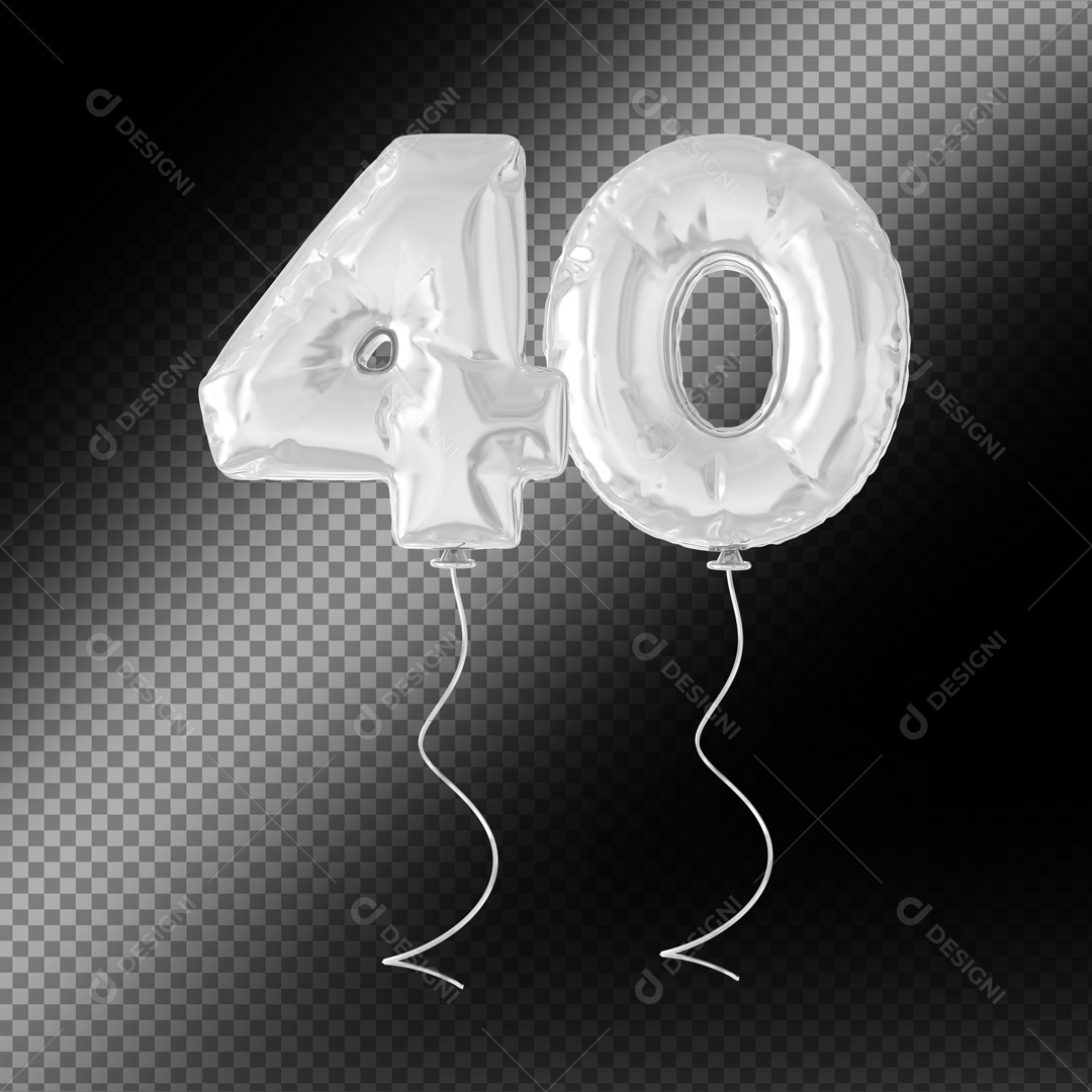 Numero Balão de Festa Elemento 3D PSD