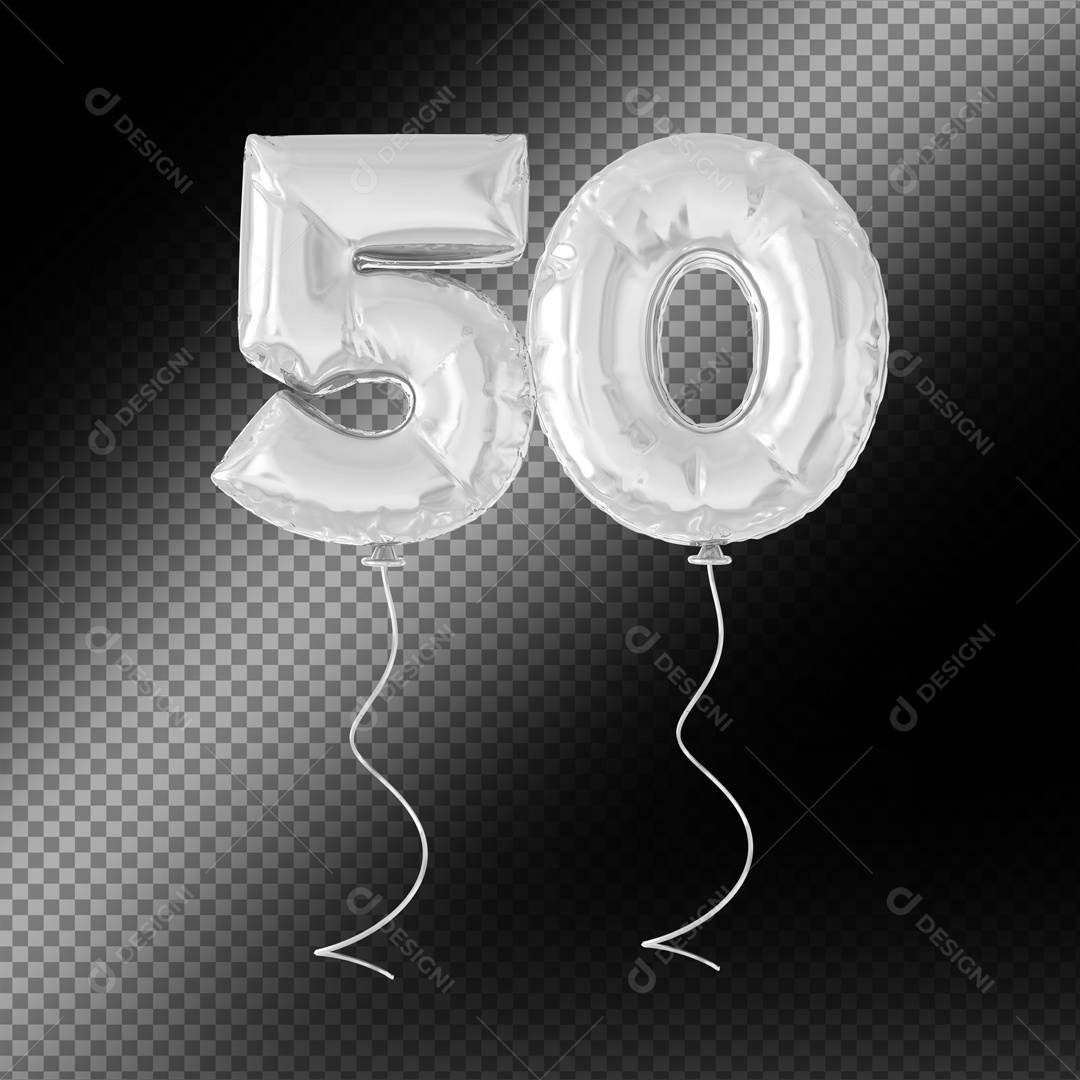 Numero Balão de Festa Elemento 3D PSD