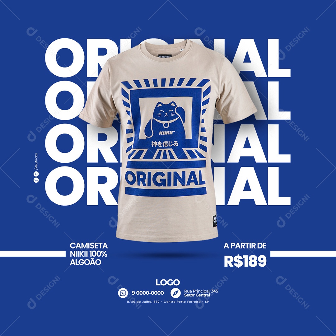 Camiseta Niikii 100% Algodão A Partir De 189,00 Original Loja de Camisas Social Media PSD Editável