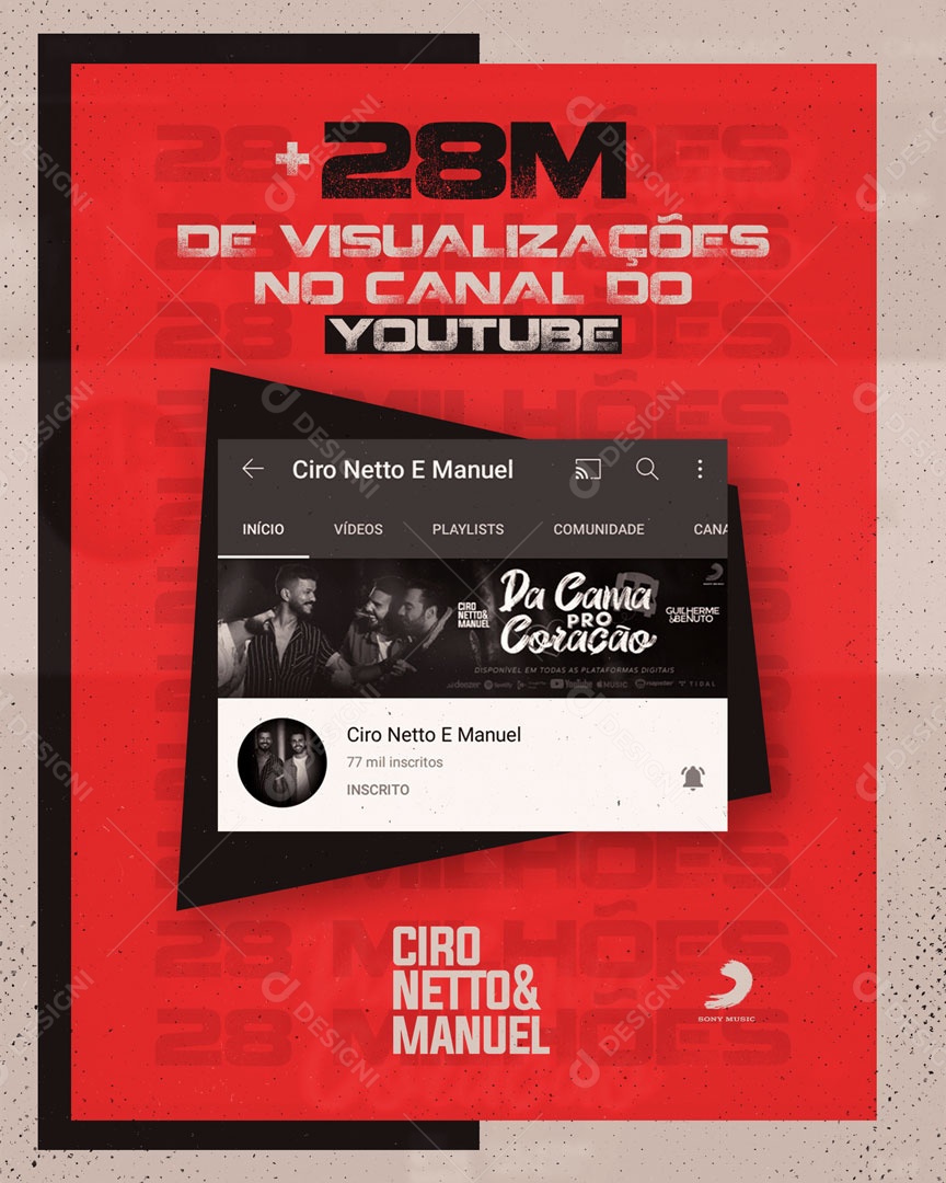 28 Milhões de Visualizações no Canal do Youtube Social Media PSD Editável