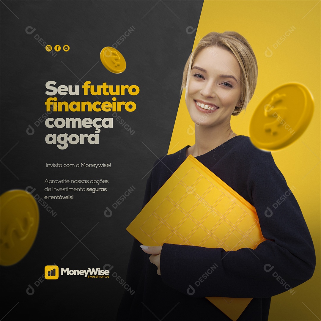 Finanças e Investimentos Pessoais Social Media PSD Editável