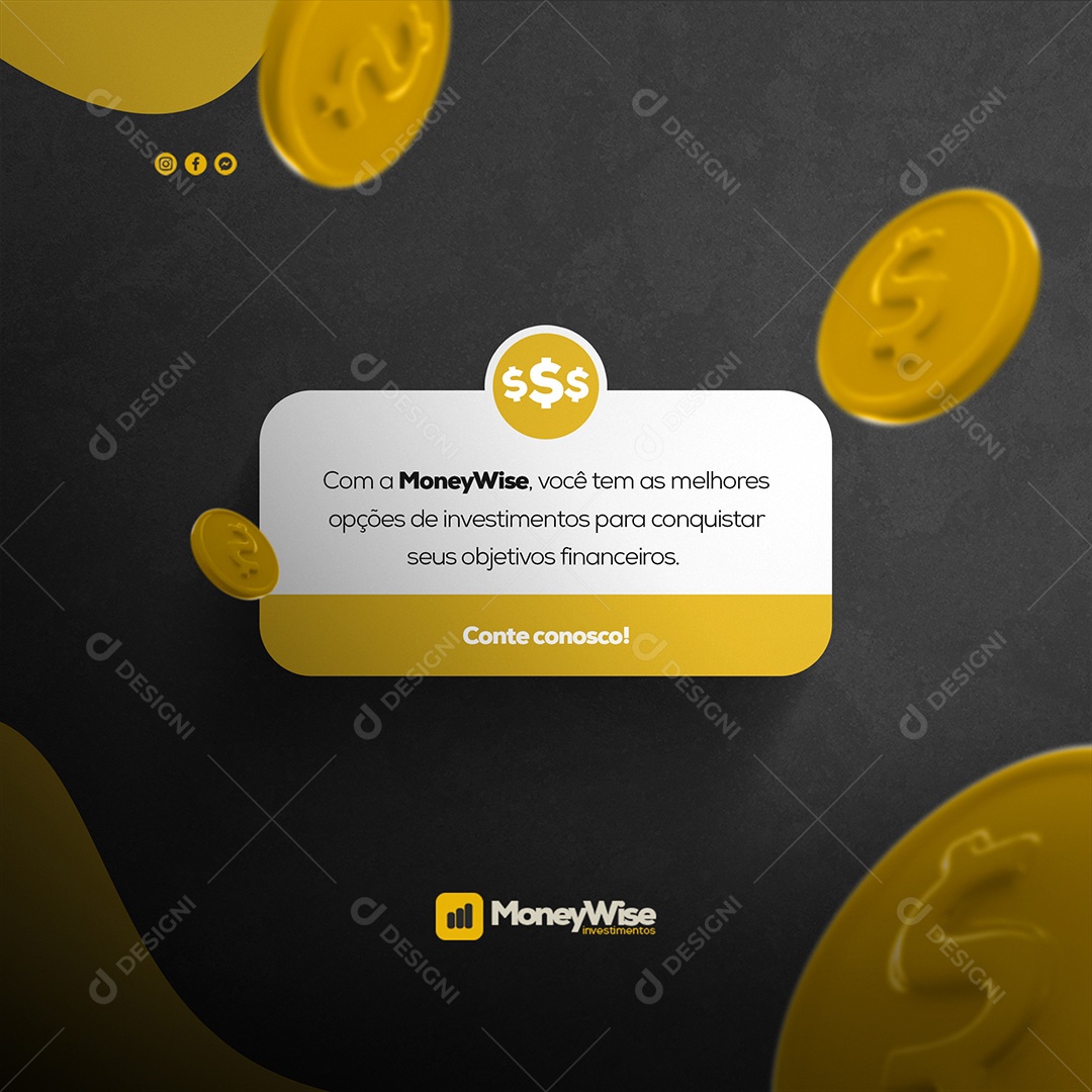 Melhores Opções Finanças e Investimentos Pessoais Social Media PSD Editável
