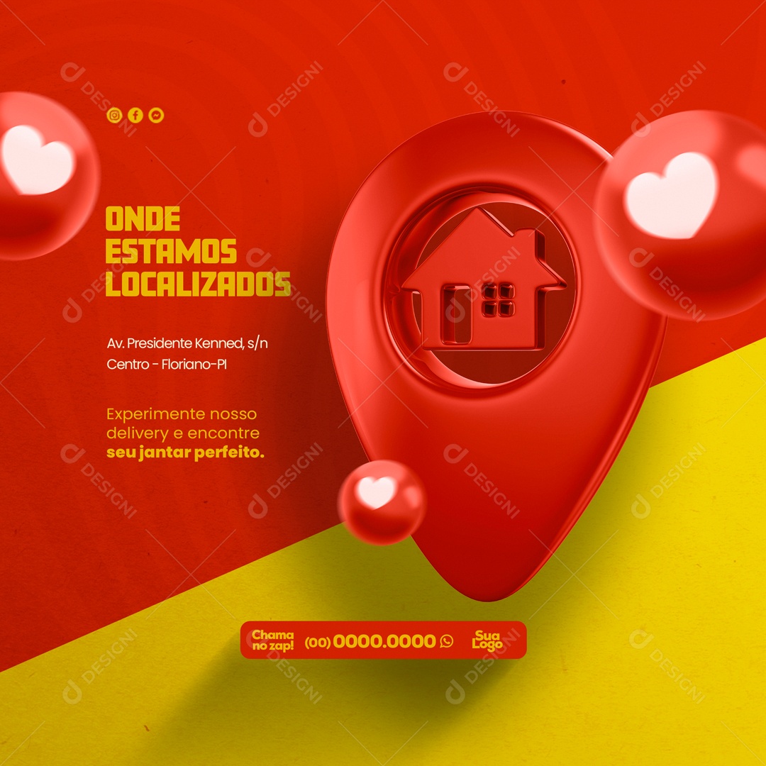 Onde Estamos Localizados Delivery Social Media PSD Editável