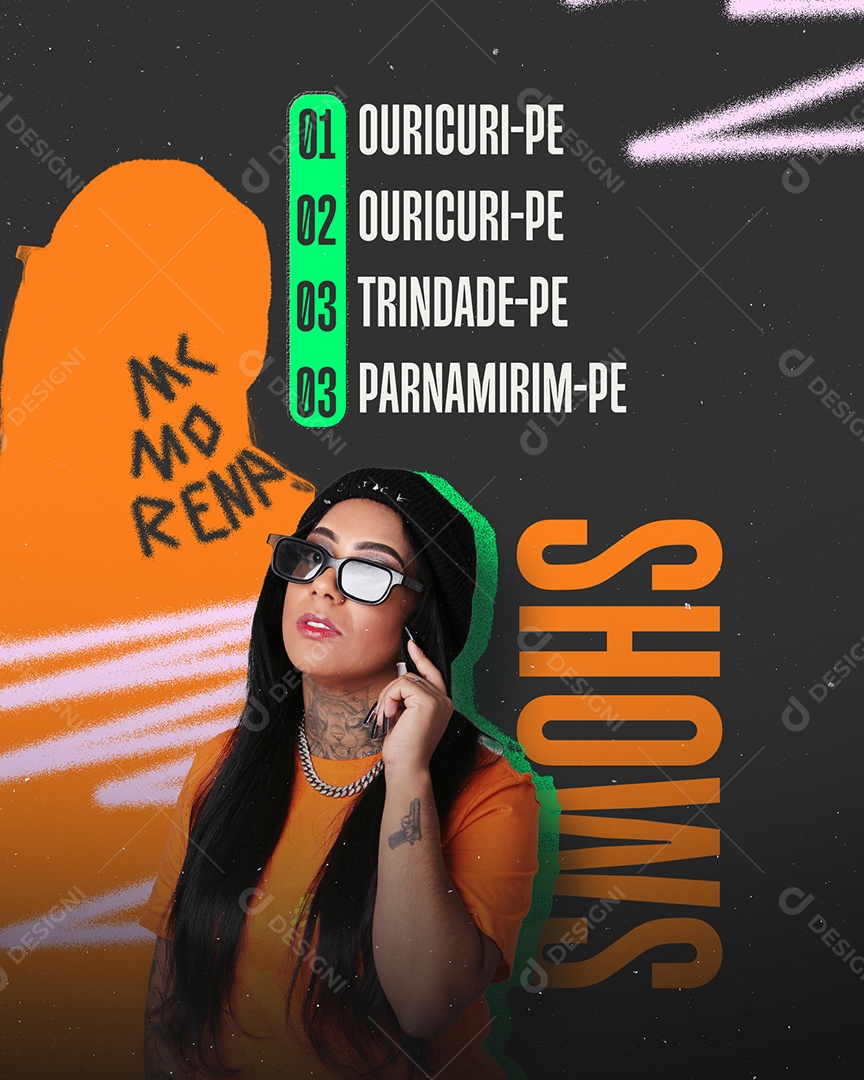 Próximos Shows Mc Morena Flyer Social Media PSD Editável