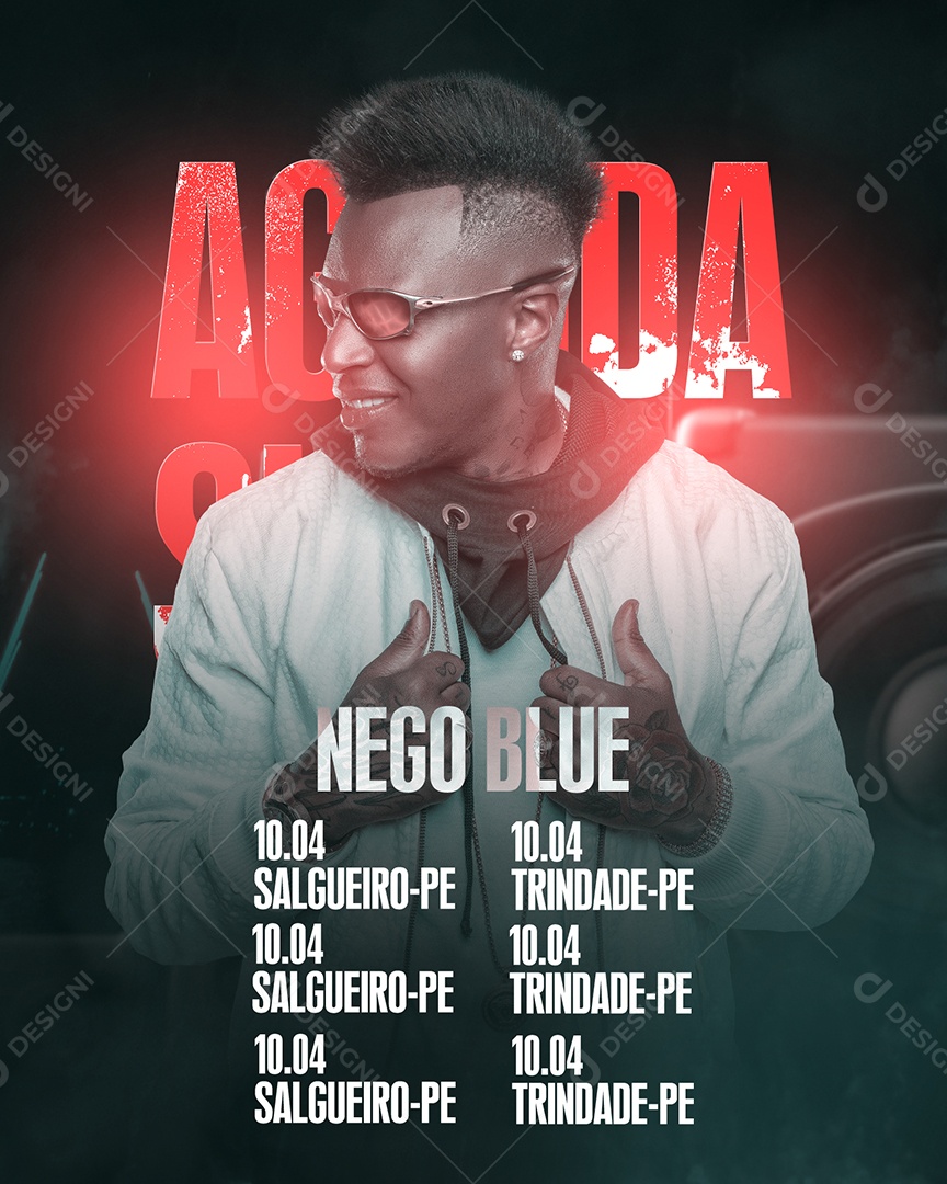 Agenda De Show Nego Blue Flyer Social Media PSD Editável