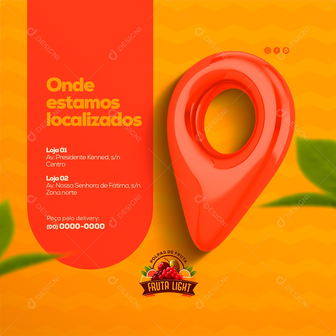 Onde Estamos Localizados Polpas de Frutas Naturais Social Media PSD Editável