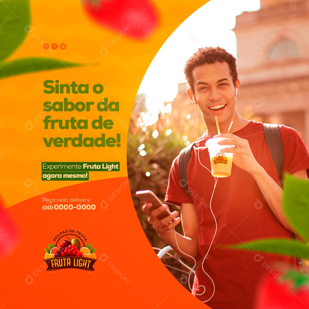 Sinta o Sabor da Fruta de Verdade! Polpas de Frutas Naturais Social Media PSD Editável