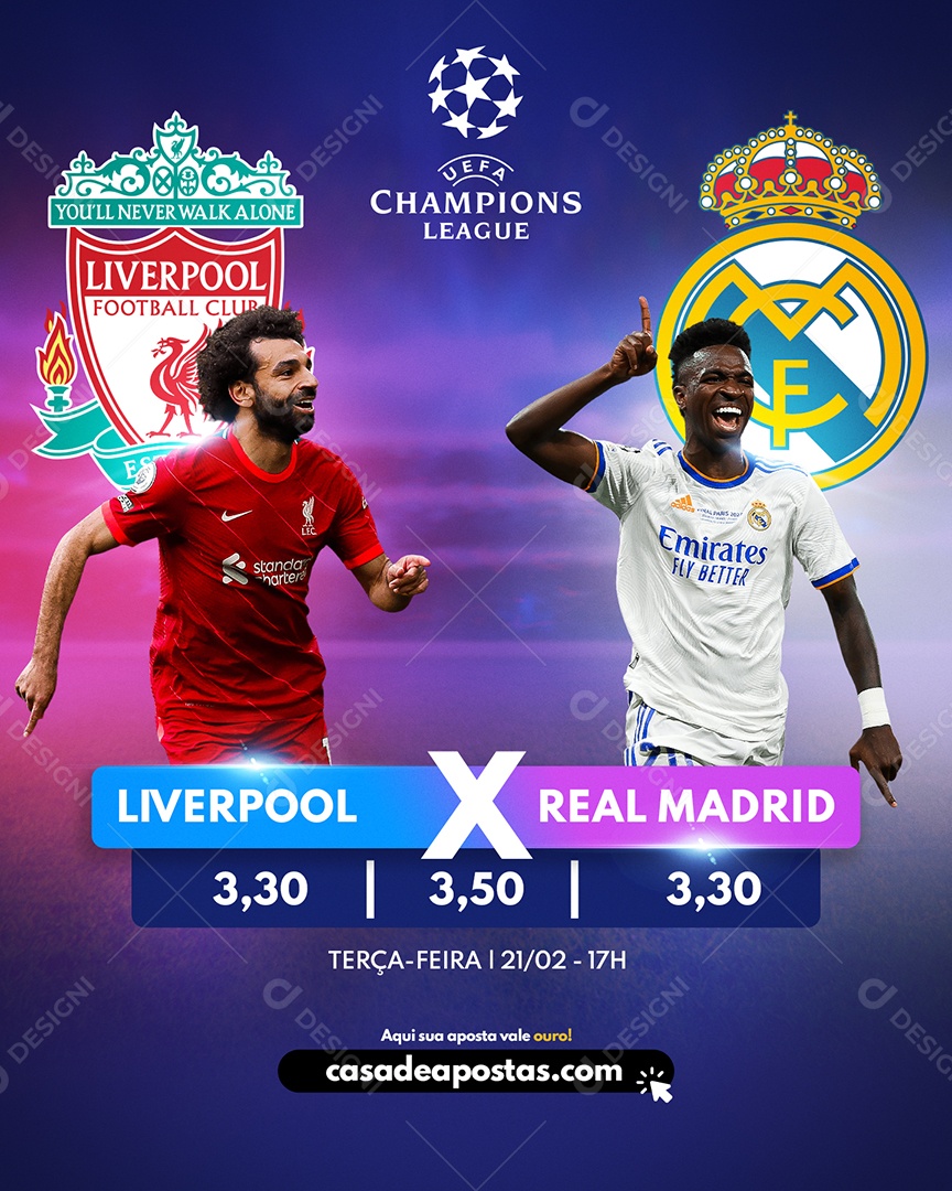 Liverpool x Real Madrid Casa de Apostas Social Media PSD Editável