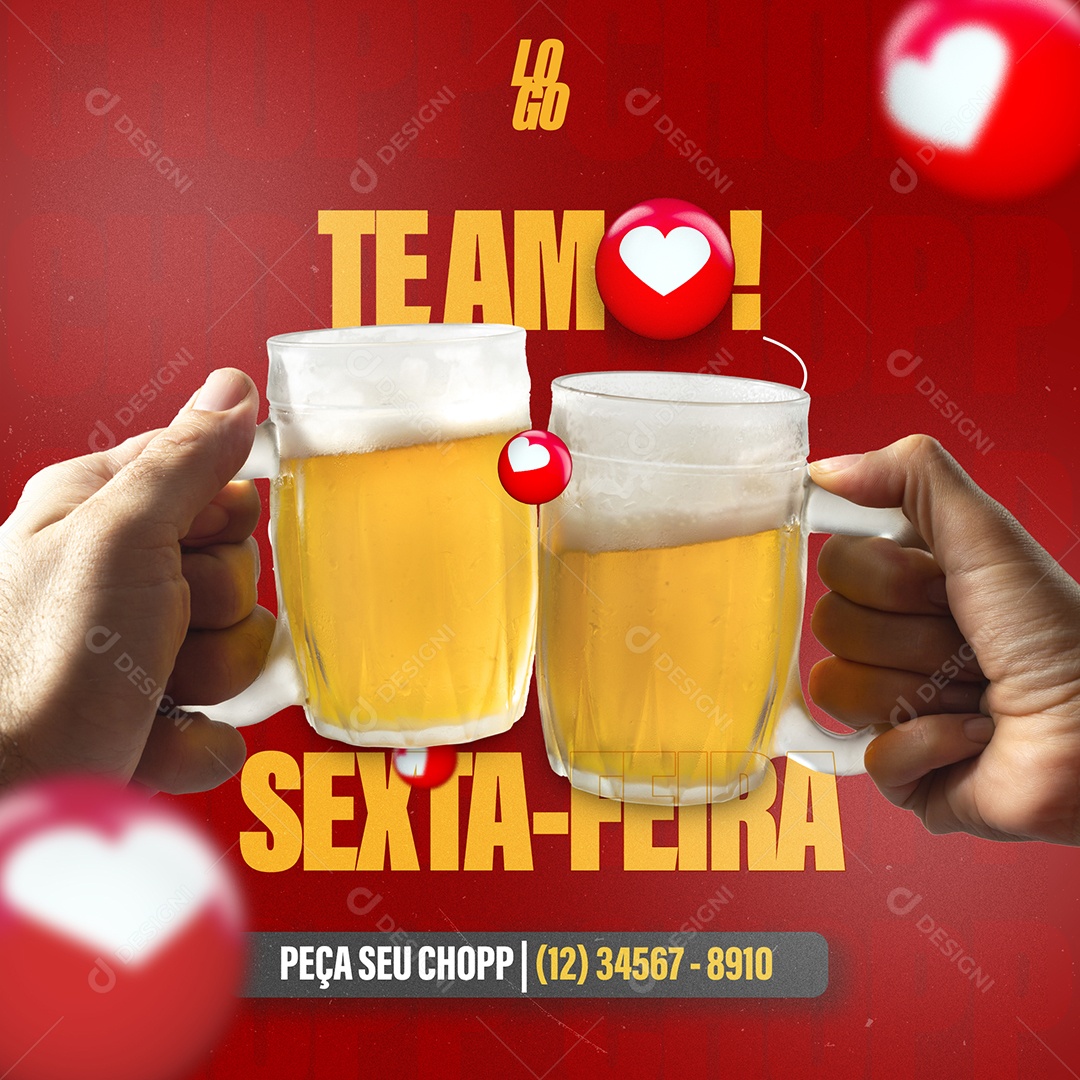 Social Media Distribuidora Te Amo Sexta-Feira PSD Editável