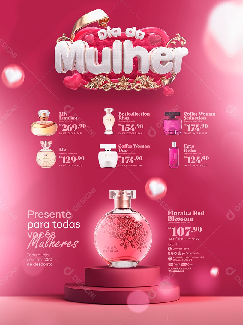 Encarte Perfumaria Dia Da Mulher Social Media PSD Editável