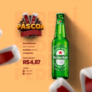 Uma Páscoa Sem Nossas Bebidas Heineken 4,87 Cervejaria Social Media PSD Editável