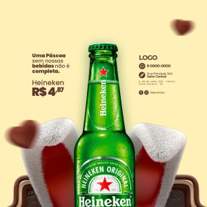 Uma Páscoa Sem Nossas Bebidas Não é Completa Heineken 4,87 Cervejaria Social Media PSD Editável