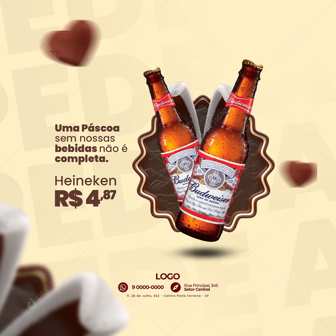 Uma Páscoa Sem Nossas Bebidas Não é Completa Budweiser Cervejaria Social Media PSD Editável