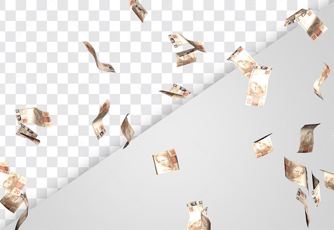 Notas de Brasileira 50 Reais Elementos 3D PSD