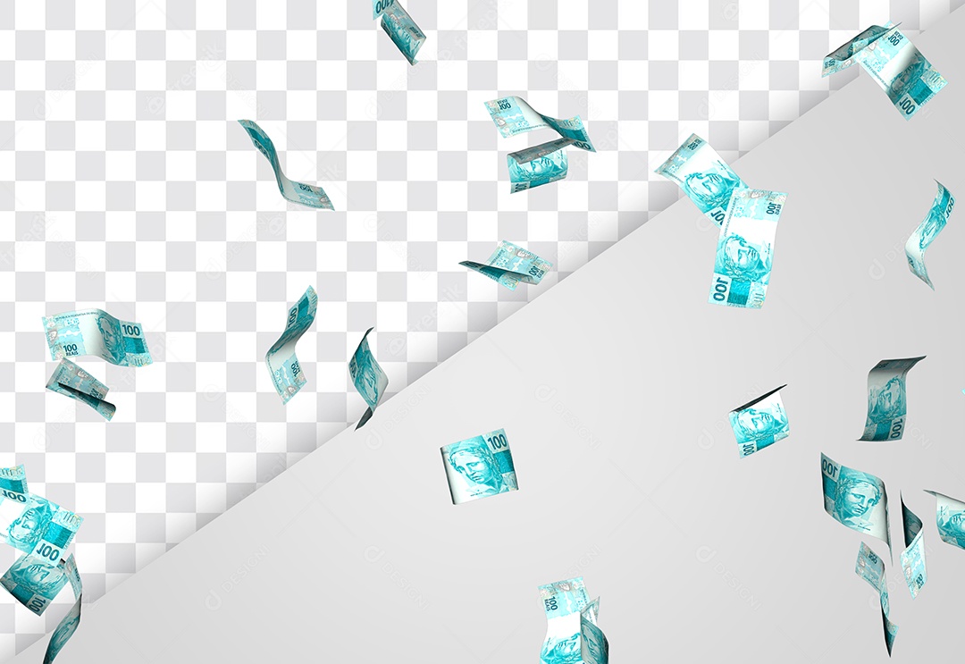 Notas de Brasileira 100 Reais Elementos 3D PSD