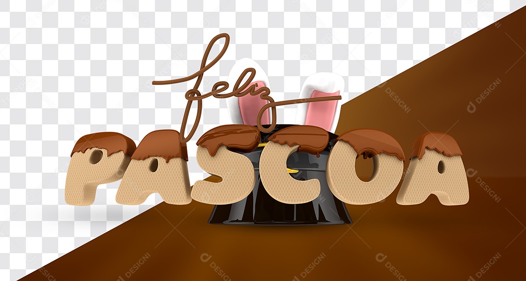 Feliz Páscoa Selo 3D Para Composição PSD