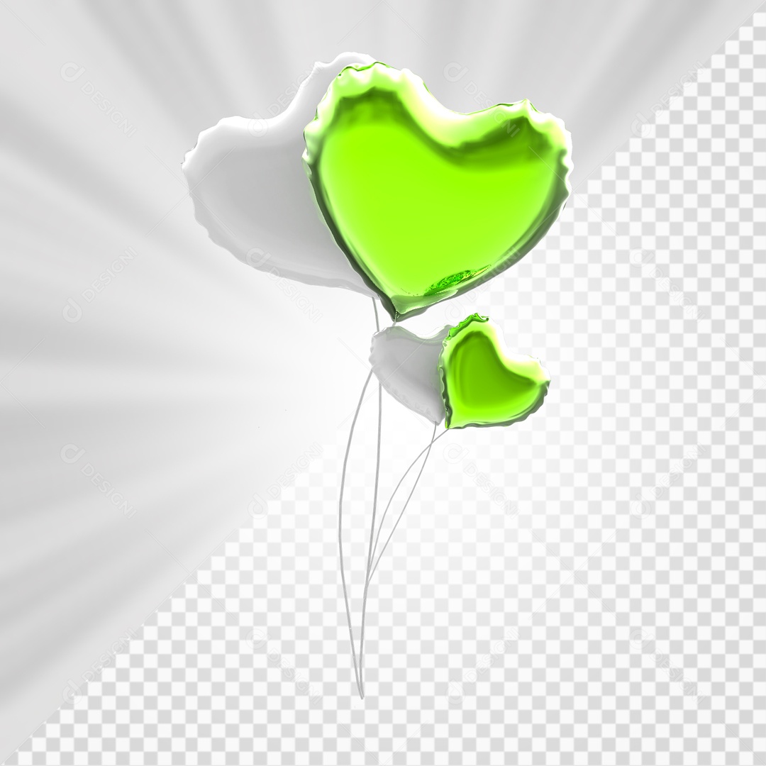 Balão De Coração Elemento 3D PSD