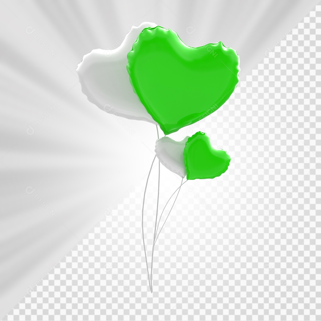 Balão De Coração Elemento 3D PSD
