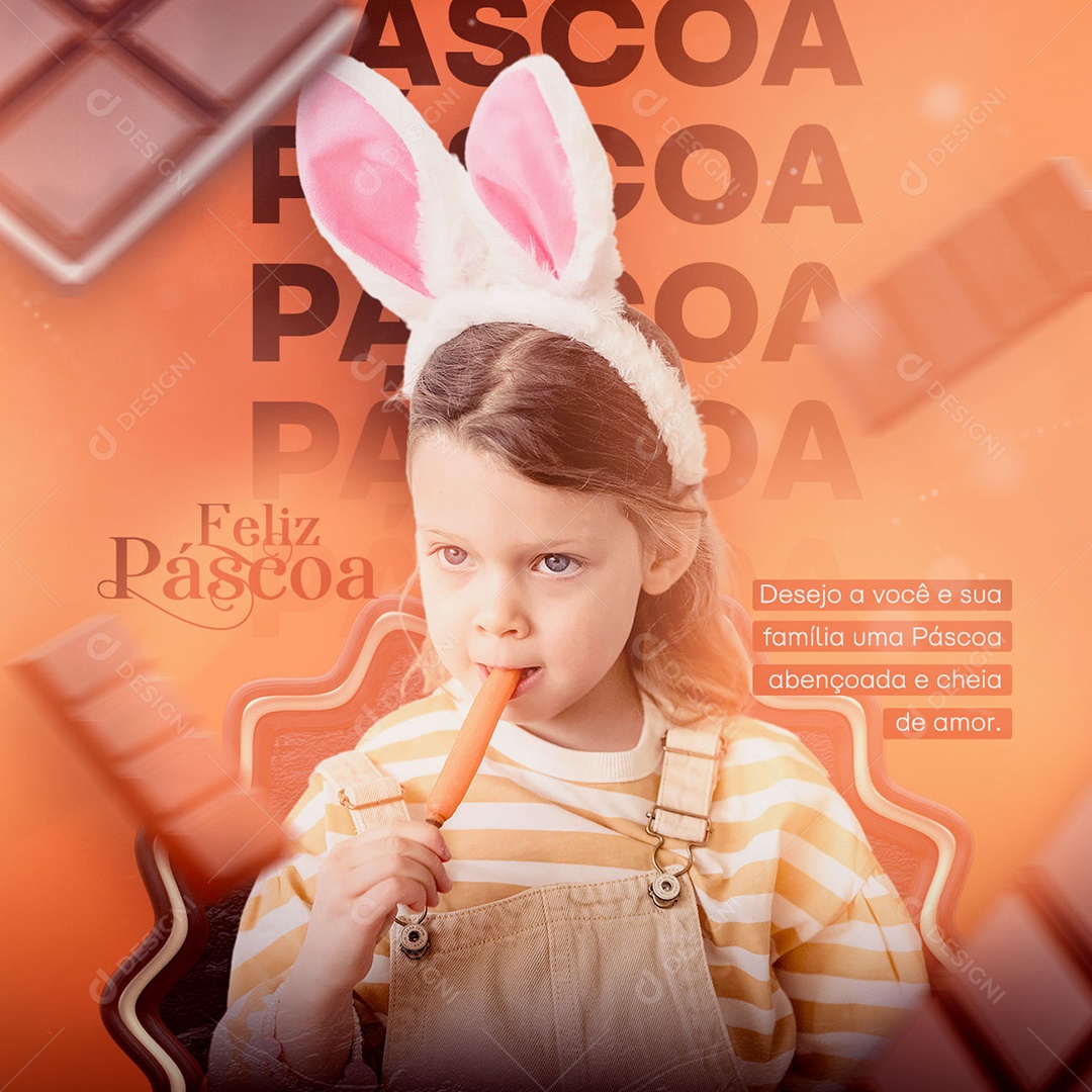 Desejo a Você e Sua Família Uma Páscoa Abençoada e Cheia De Amor Social Media PSD Editável