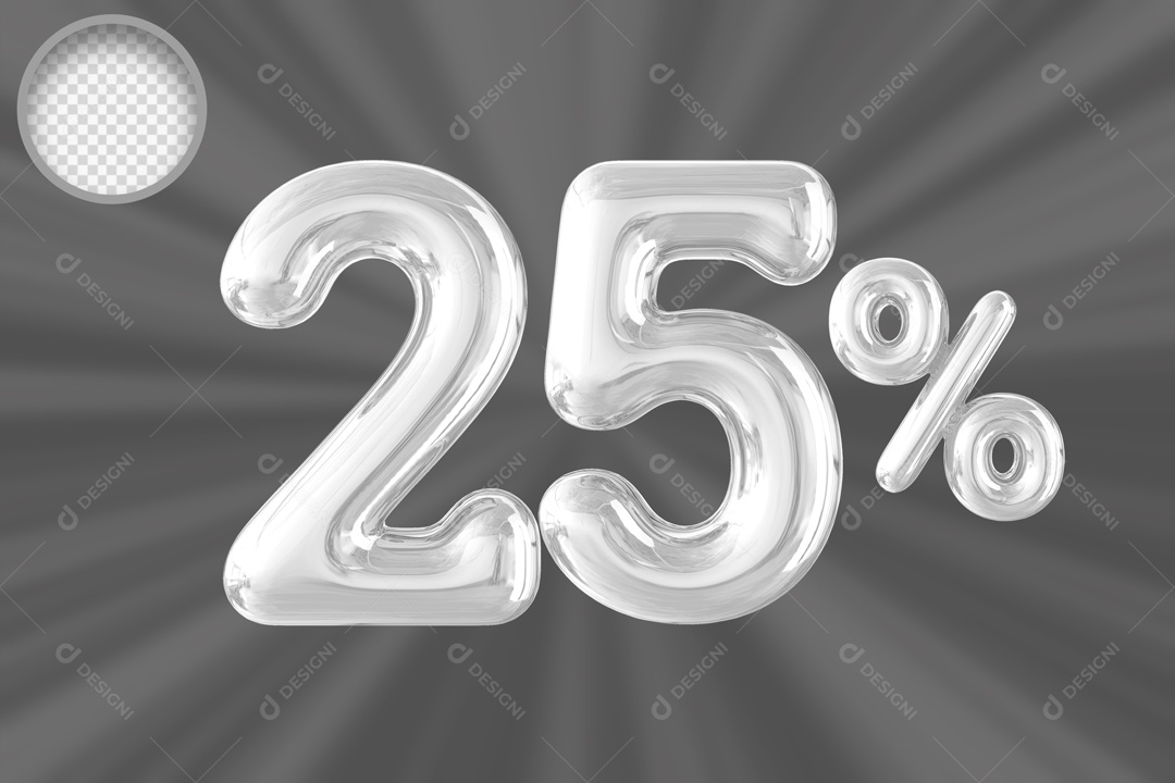 Numero Balão de 25% Elemento 3D PSD